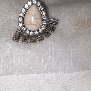 Pearl style stone w CZ earrings jacket.